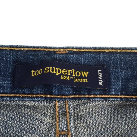 Levis 524 Too Superlow Jeans Womens 7 Blue Bootcut Low Rise Stretch Denim - Picture 4 of 16